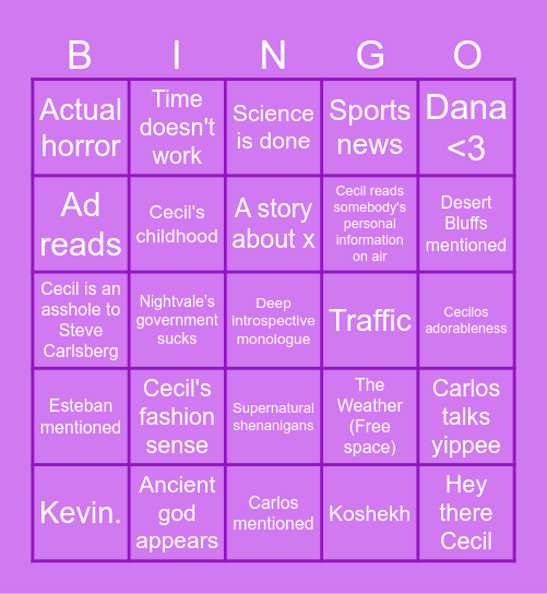 WTNV BINGO :3 Bingo Card