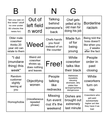 Work bingo Card