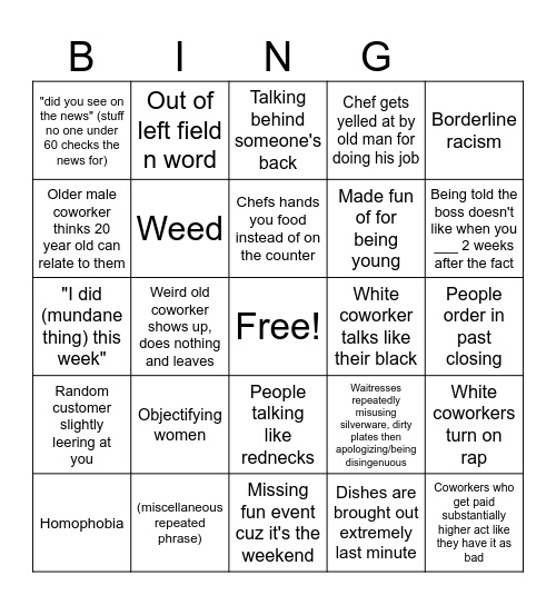 Work bingo Card