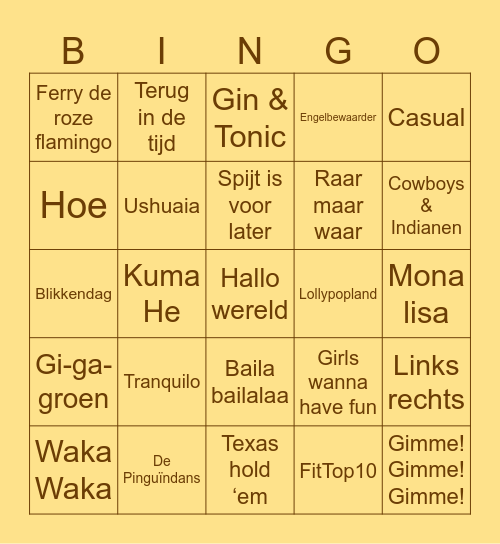 MKV MUZIEK BINGO Card