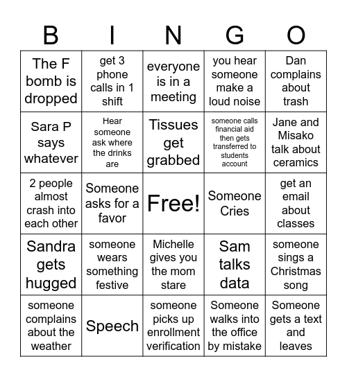 Goodbye Sandra BINGO Card