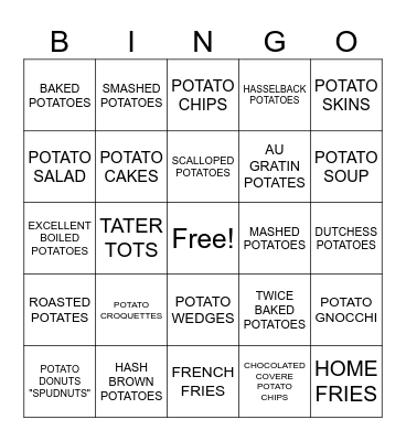 I'M A POTATO! Bingo Card