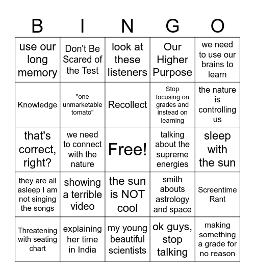 APES Bingo Card