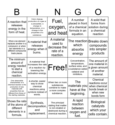 Chapter Five Vocab Bingo Card