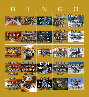 Bingo 11/7/2025 Bingo Card
