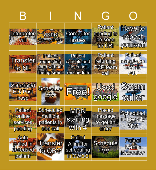 Bingo 11/7/2025 Bingo Card