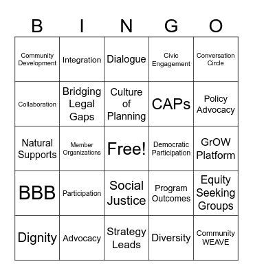 United Way Campaign Backout Bingo Card