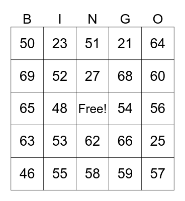 4th Grade Bingo Card