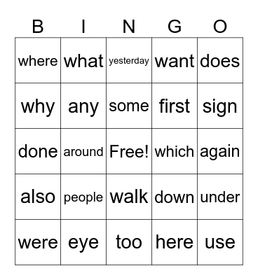 Red Word BINGO! Bingo Card
