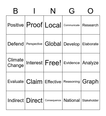 Global Perspectives Bingo Card