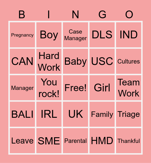 Fam Plan Bingo Card