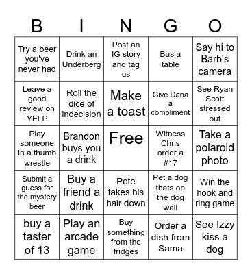 Lama Sama 1 Year Anniversary Bingo Card