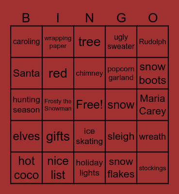 Holiday Bingo Card