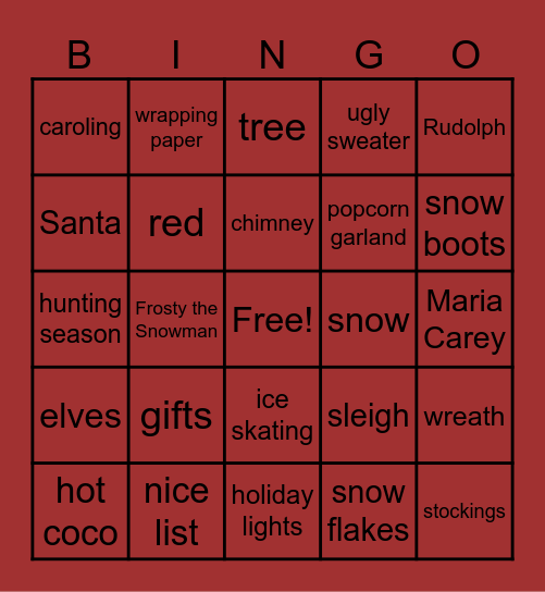 Holiday Bingo Card