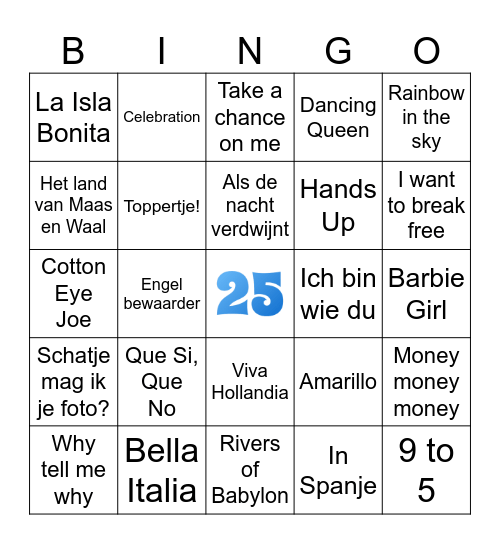 Muziekbingo Saskia en Jantina Bingo Card