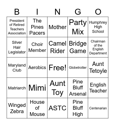 100 Years of Fun! Bingo Card