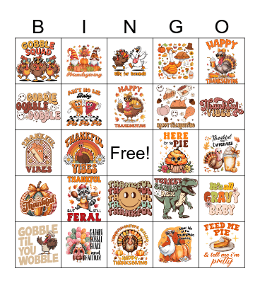 Thanksgiving Bingo Card