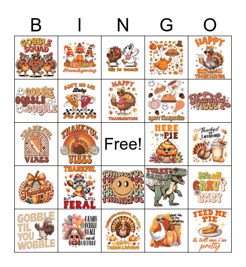Thanksgiving Bingo Card