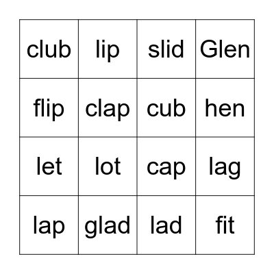 Initial L Blends Skill 3.2 Bingo Card
