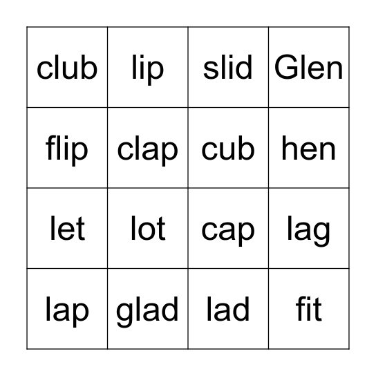 Initial L Blends Skill 3.2 Bingo Card