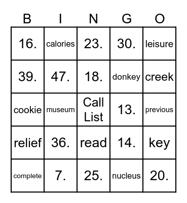 Long e: e, e-e, ee, ea, y., ei, ie, ey Bingo Card