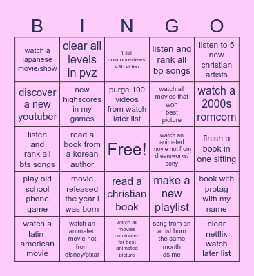 LEISURE BINGO Card
