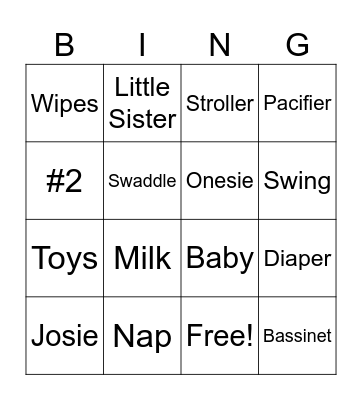 Baby Bingo Card