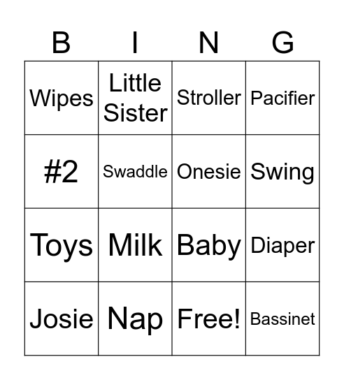 Baby Bingo Card