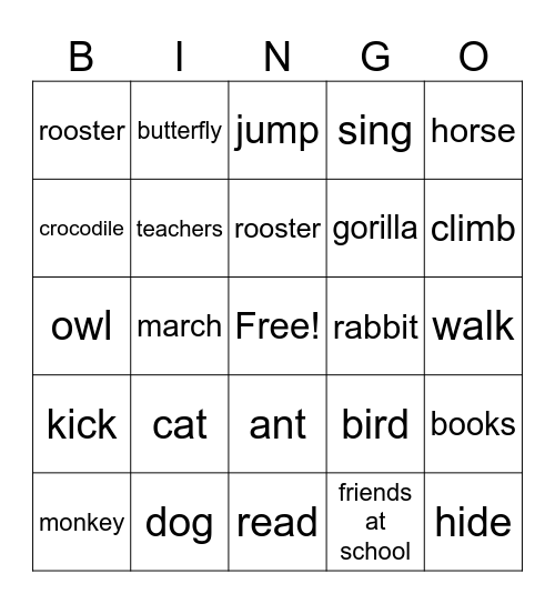My Friends Bingo Card