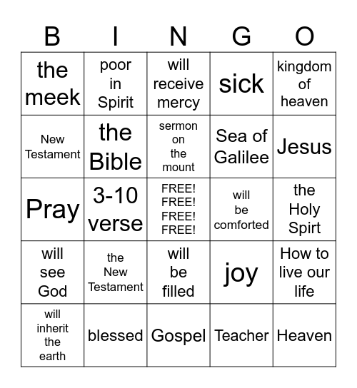 BEATITUDES Bingo Card