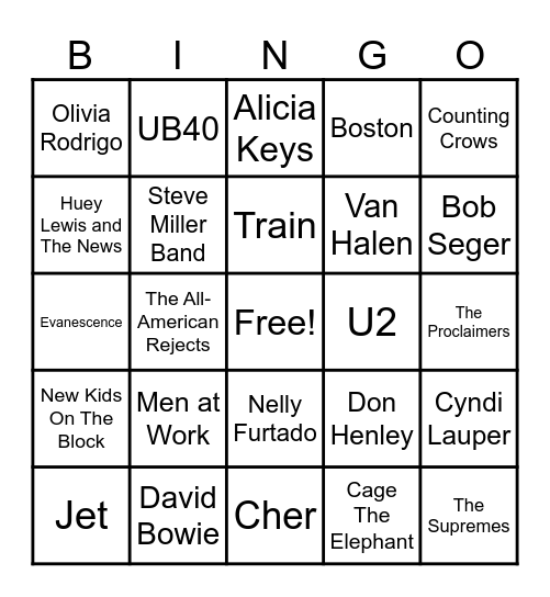 BIngo Game 1 Bingo Card