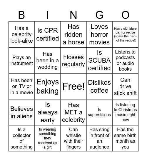Find someone who... Bingo Card