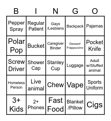 ED Bingo Card