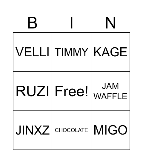 STREAMER BINGO Card