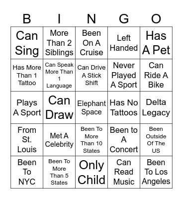 Odyssey Bingo Card
