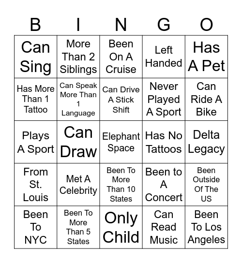 Odyssey Bingo Card