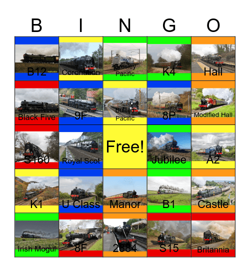 Steam Railways in the U.K and Ireland Bingo Card
