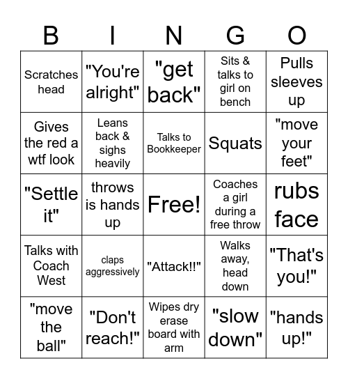 COACH LINSLEY BINGO Card