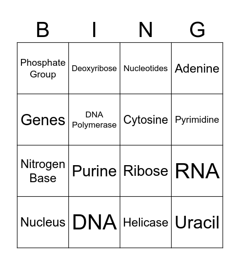 Bio: Unit 3 (Part 1) Review Bingo Card