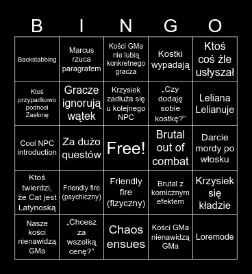 Wilkołak USA Bingo Card