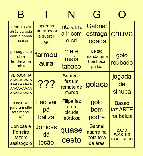 FUTXEZINHO PELEJA PELOTA ESFÉRICA BOLOTA Bingo Card
