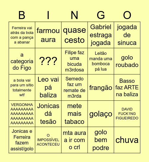 FUTXEZINHO PELEJA PELOTA ESFÉRICA BOLOTA Bingo Card