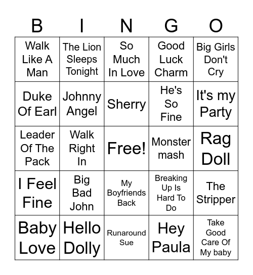 Billboard #1's Part 1 Bingo Card