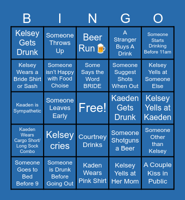 Bachelor/Bachorlette Trip Bingo Card