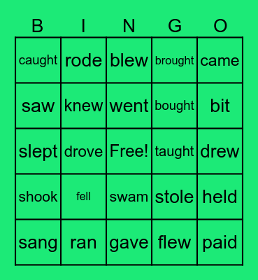 Irregular verbs Bingo Card