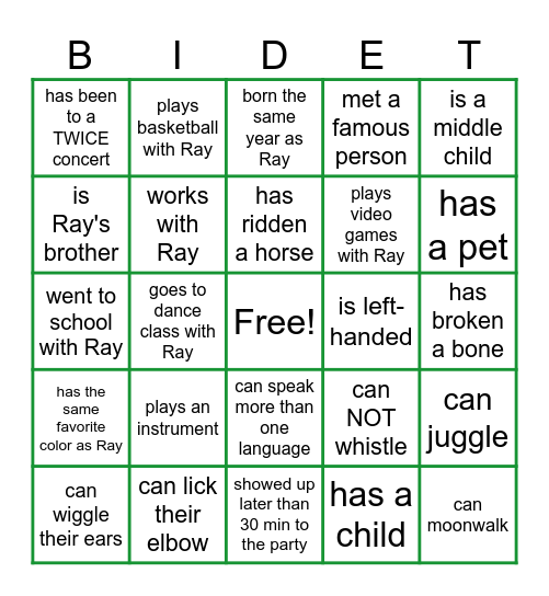 Find Someone Who.... Bingo Card