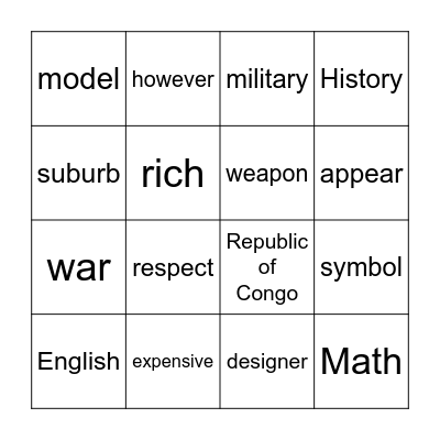 Lesson8 『sapeurs』 Bingo Card