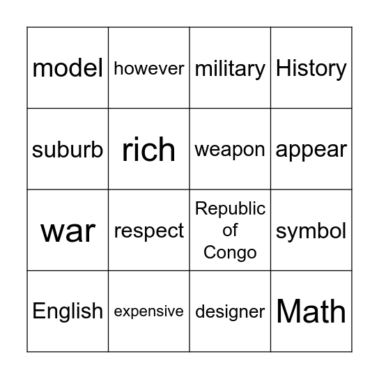 Lesson8 『sapeurs』 Bingo Card