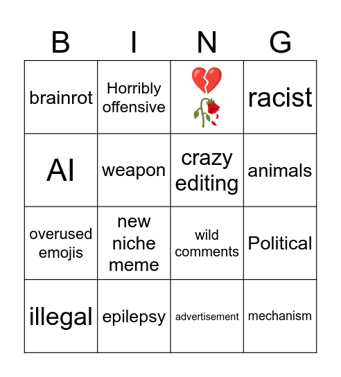 Reels Bingo Card