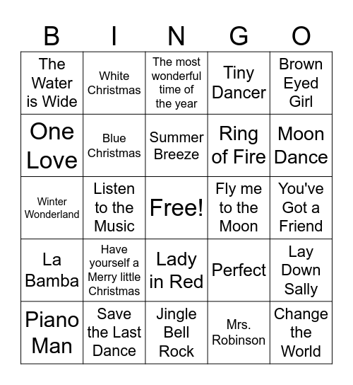 Holiday Bingo Card